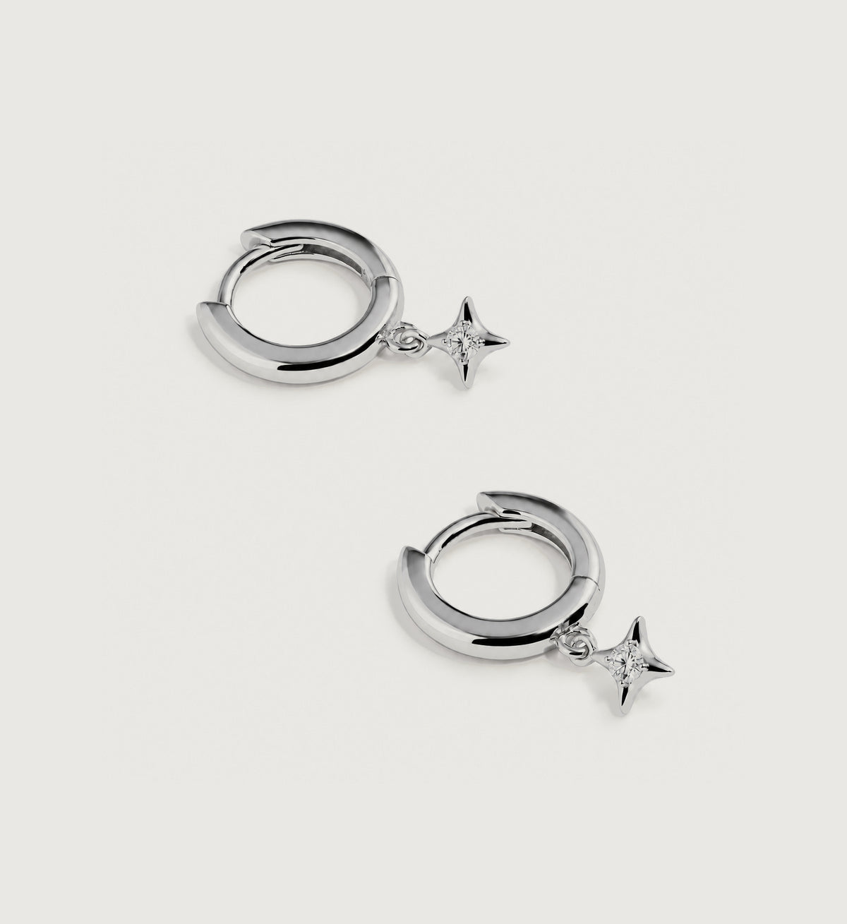 Aster Star Charm Huggie Earrings (Silver), alternate product view