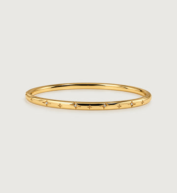 Astra Etched Star Bangle (Gold), main product view