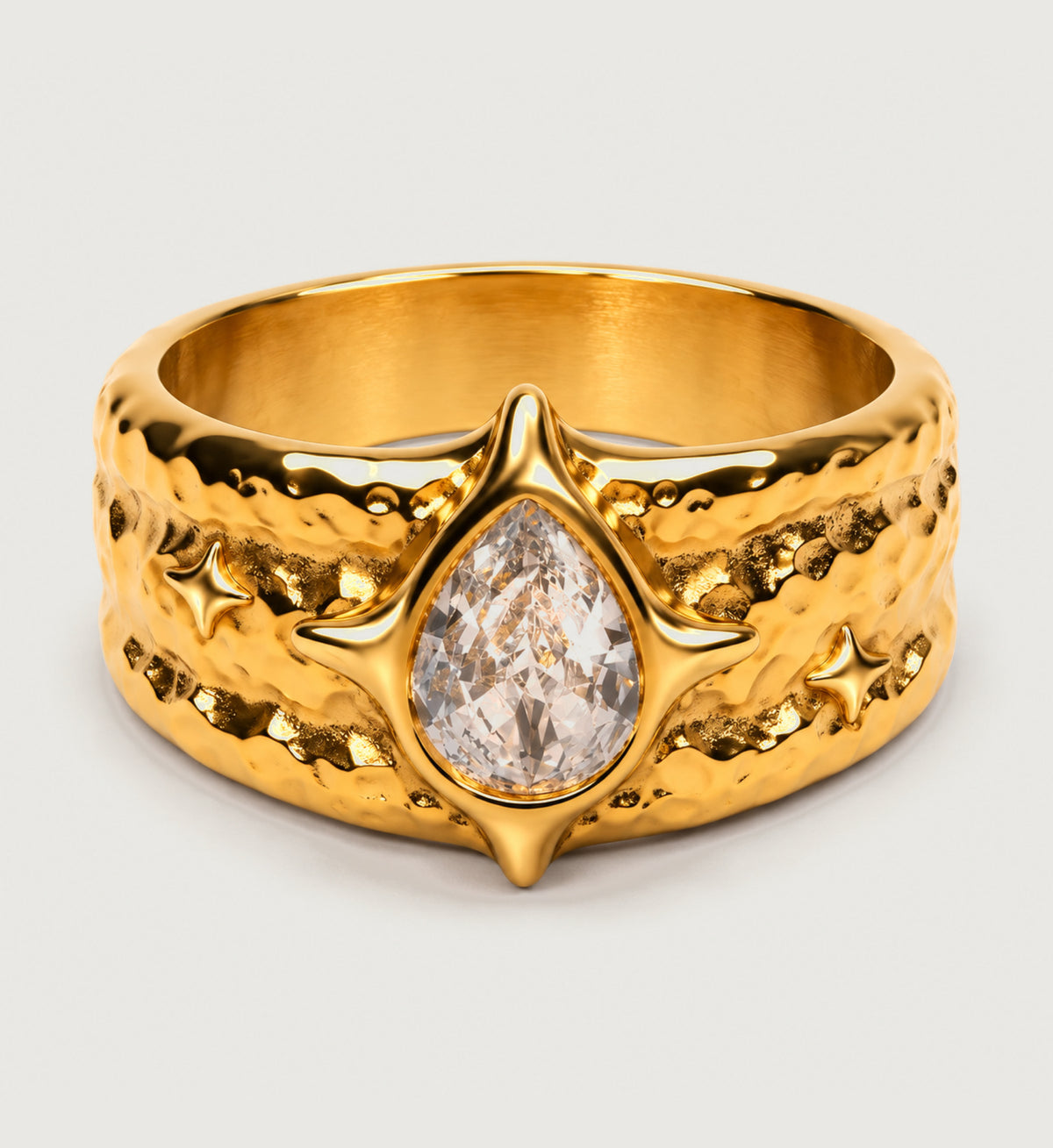Astra Hammered Pear Ring (Gold), main product view