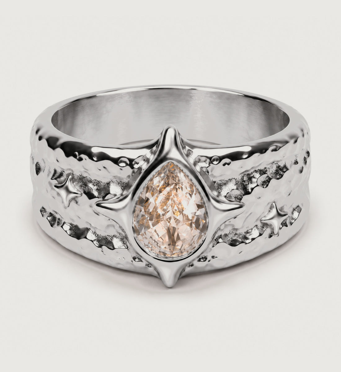 Astra Hammered Pear Ring (Silver), main product view