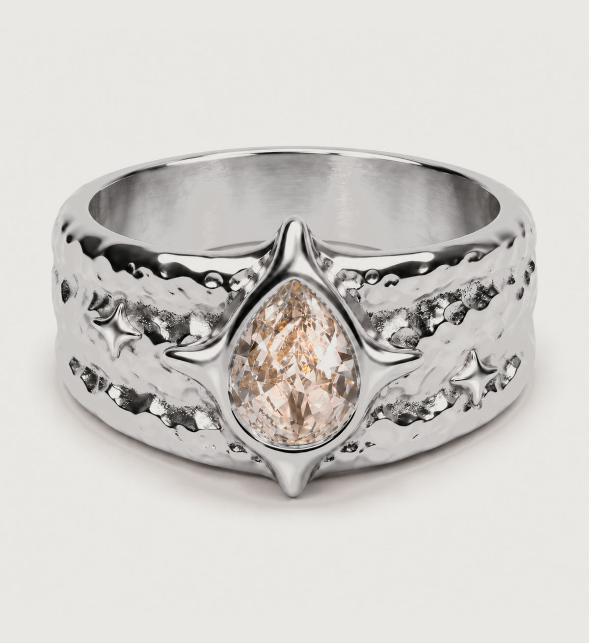 Astra Hammered Pear Ring (Silver), main product view