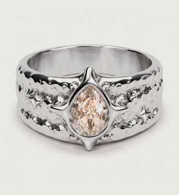 Astra Hammered Pear Ring (Silver), main product view