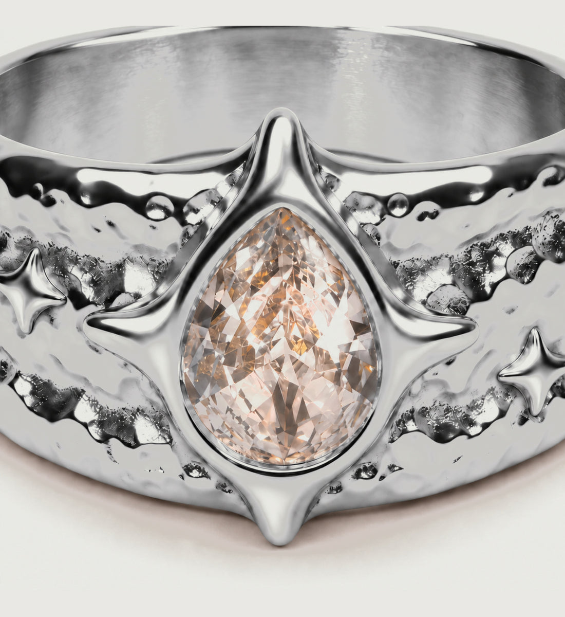 Astra Hammered Pear Ring (Silver), main product view
