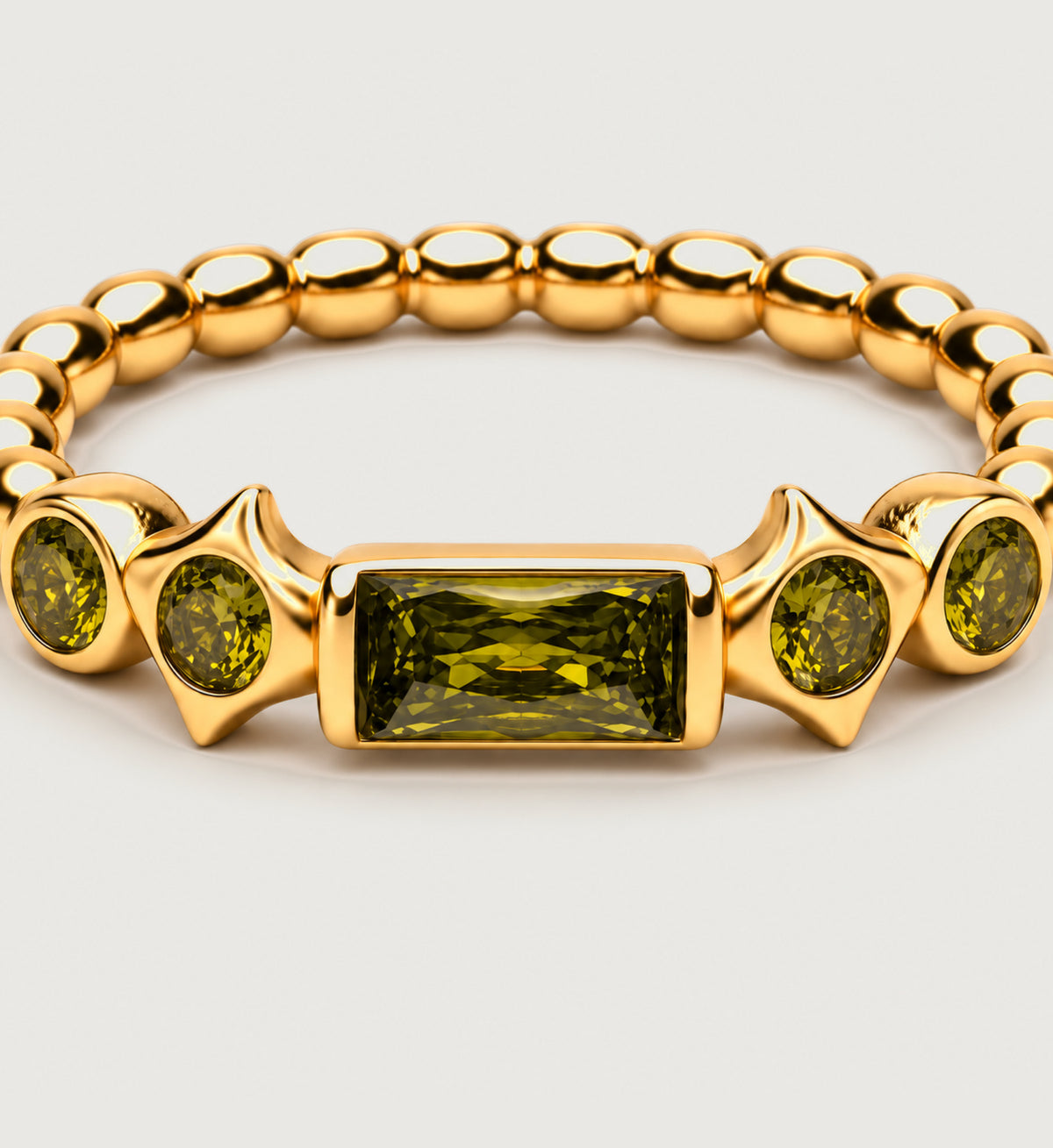 Astra Olive Bead Ring (Gold), detail product view