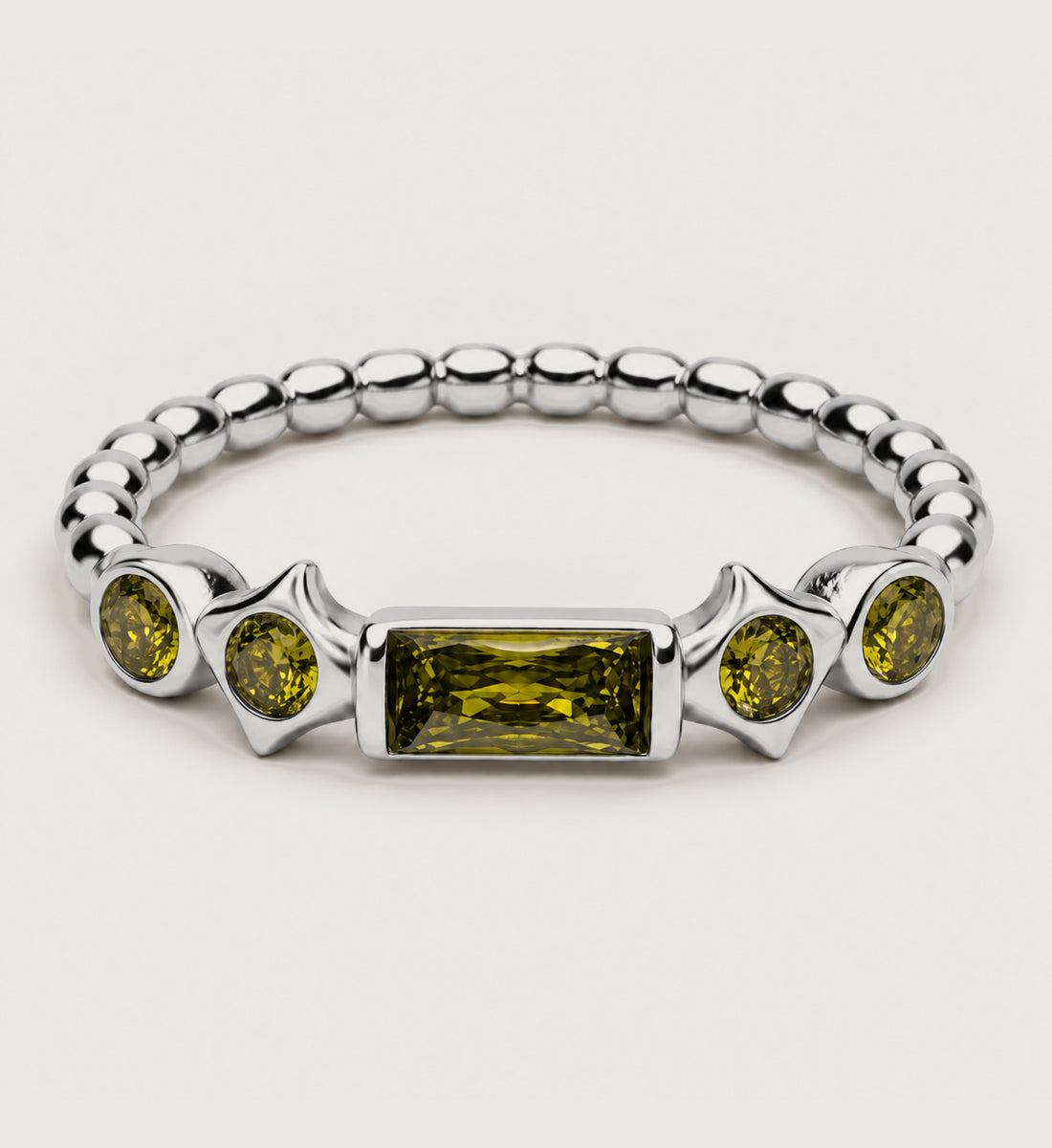 Astra Olive Bead Ring (Silver), main product view