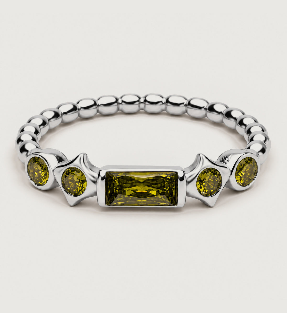 Astra Olive Bead Ring (Silver), main product view