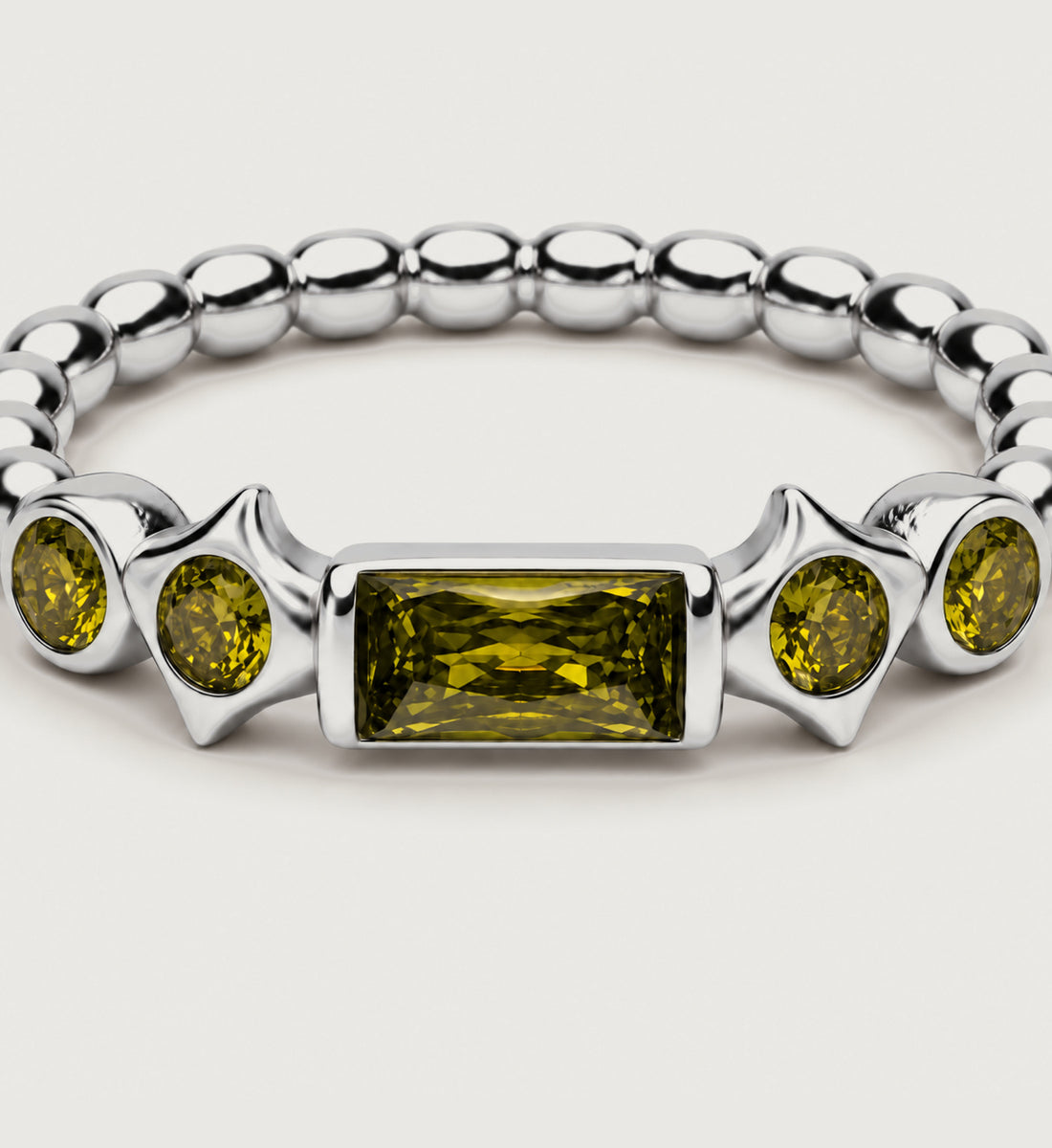 Astra Olive Bead Ring (Silver), main product view