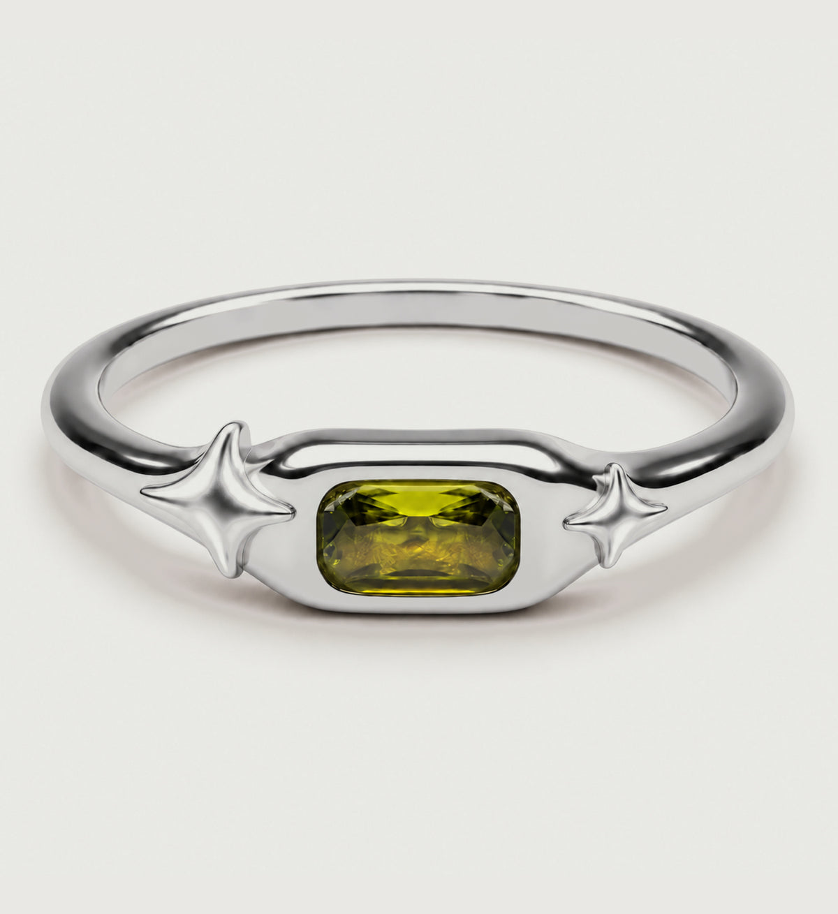 Astra Olive Star Ring (Silver), main product view
