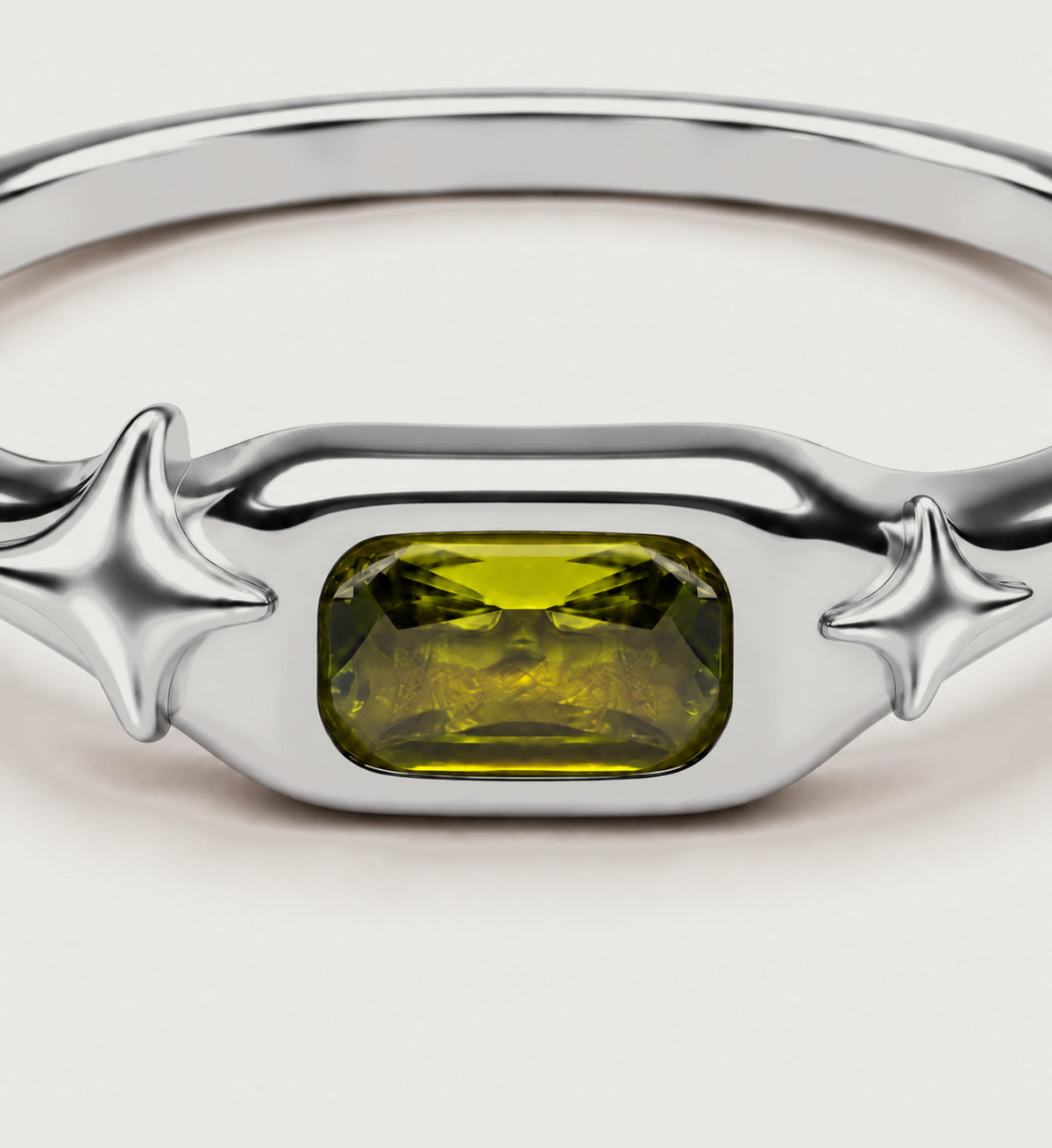 Astra Olive Star Ring (Silver), detail product view