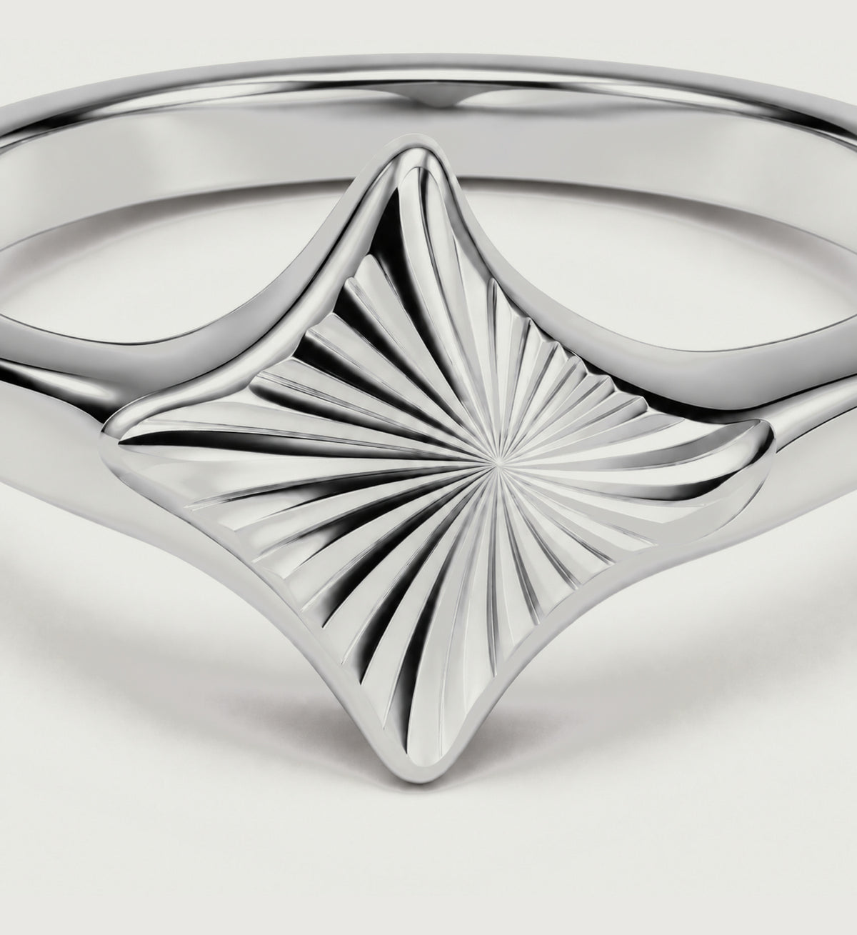 Astra Sunburst Signet Ring (Silver), detail product view