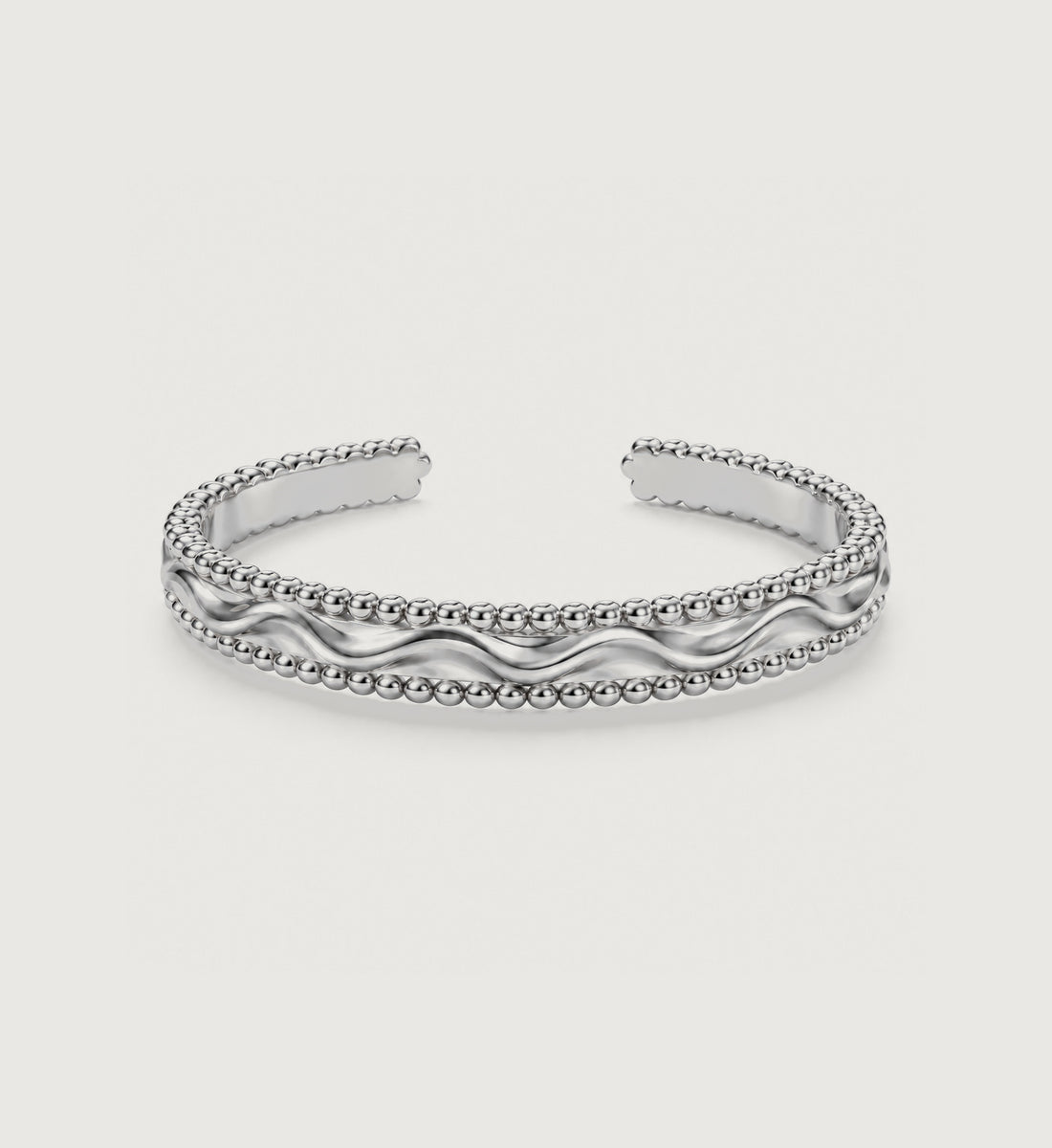 Aurelia Beaded Wave Cuff (Silver), main product view