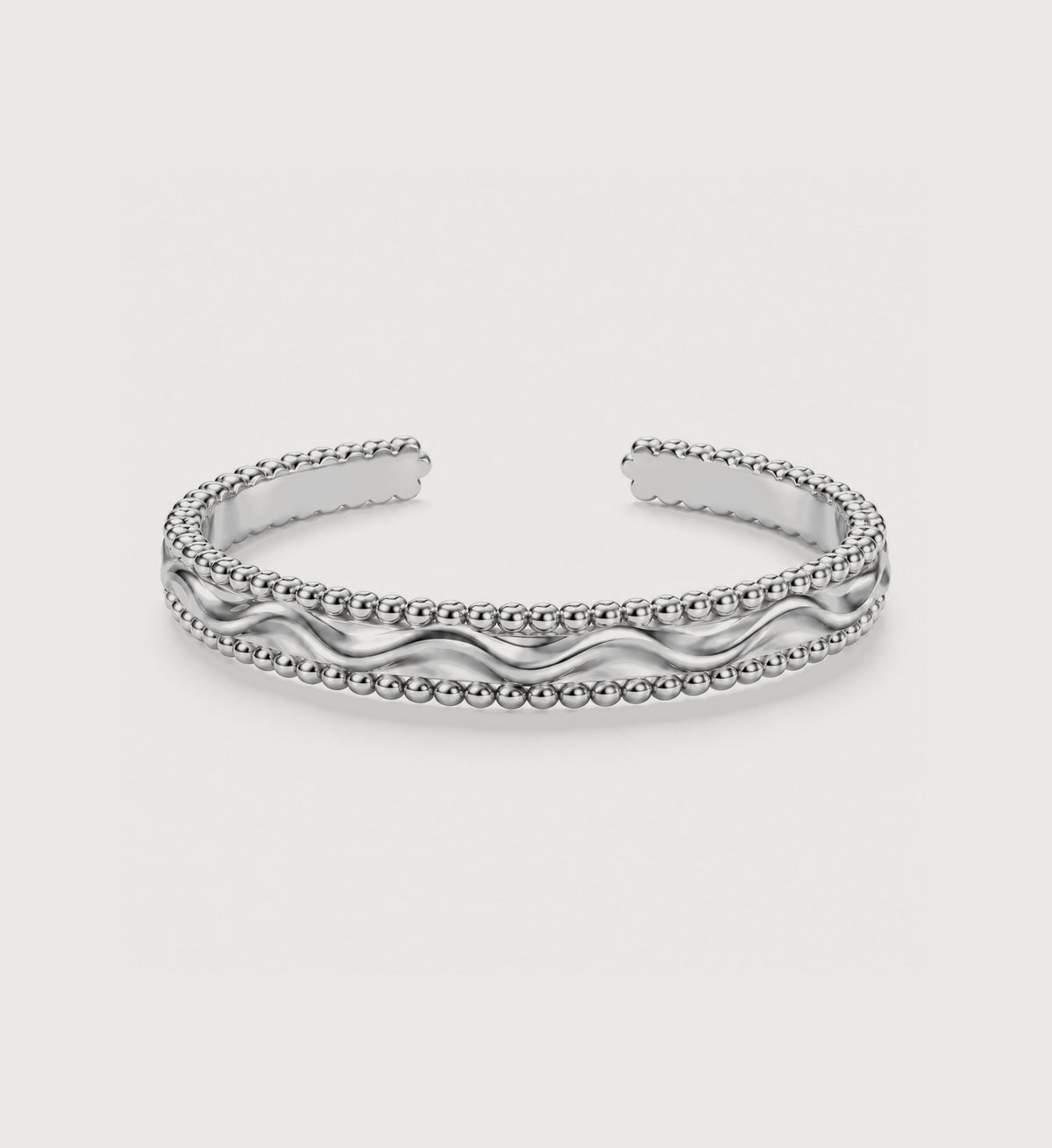 Aurelia Beaded Wave Cuff (Silver)