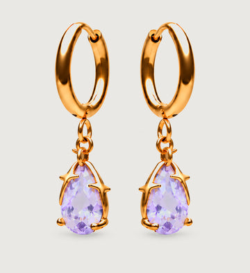 Aveline Lilac Pear Star Huggie Earrings (Gold), front product view