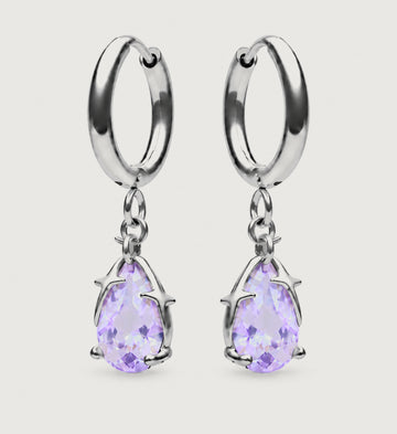 Aveline Lilac Pear Star Huggie Earrings (Silver), front product view