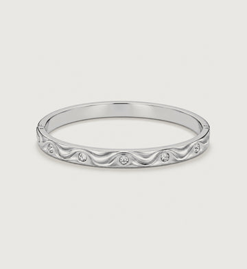 Celeste Five-Stone Ripple Bangle (Silver), main product view