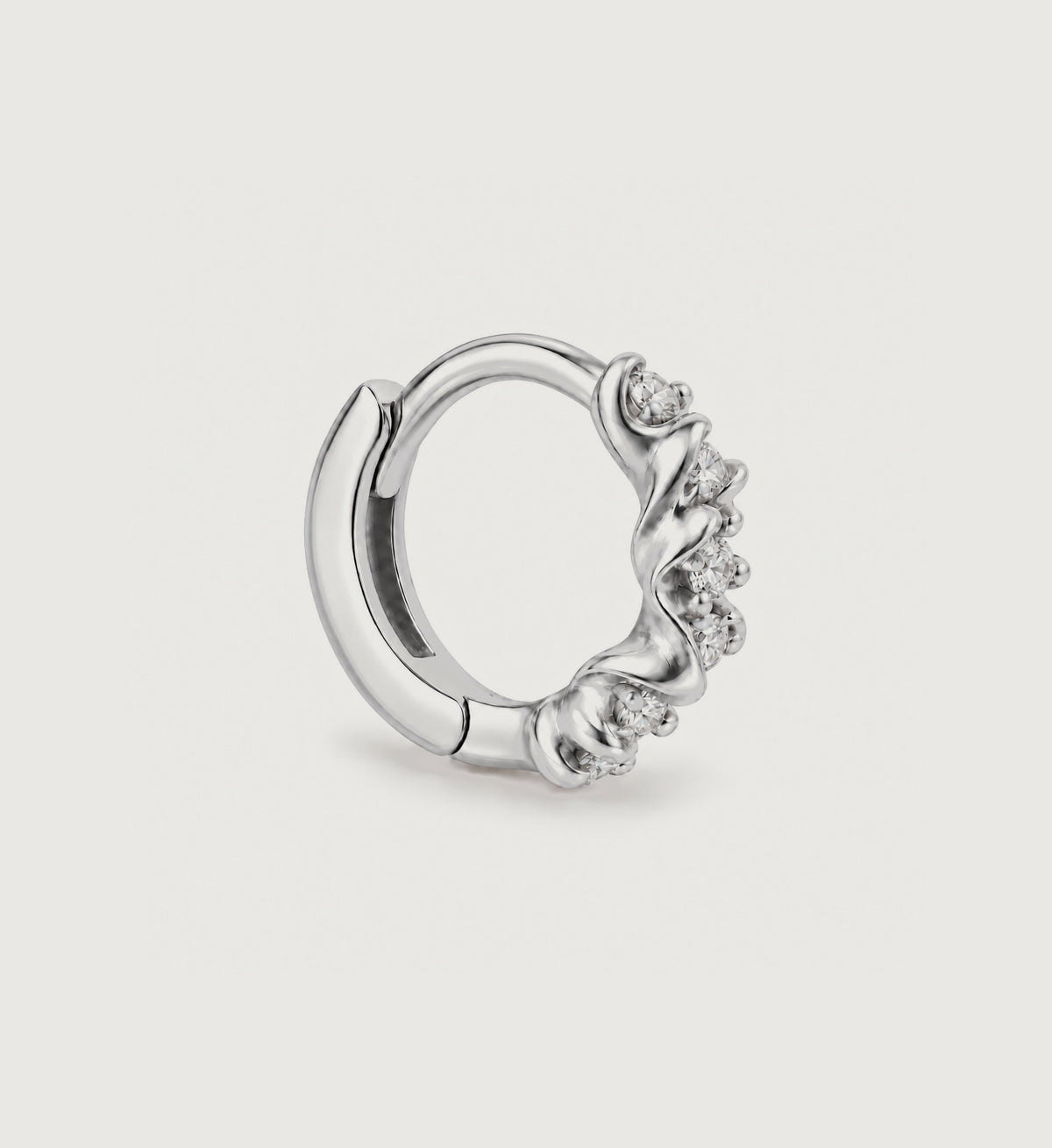 Celeste Pave Crest Huggie Earrings (Silver), main product view