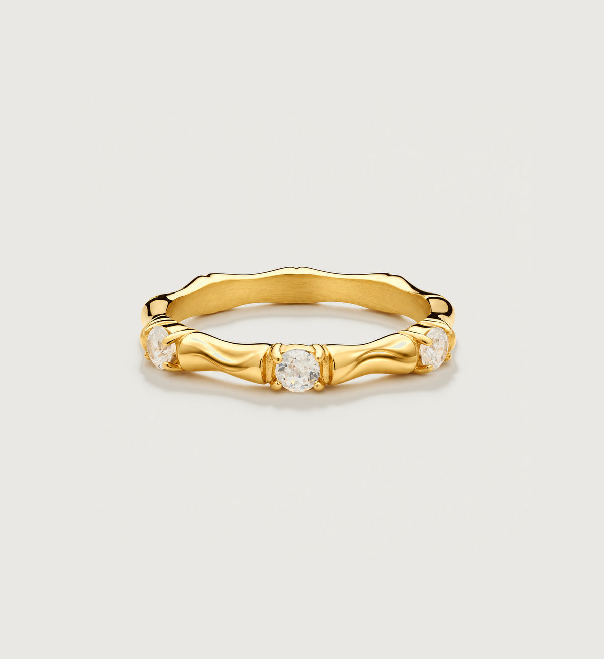 Celeste Three-Stone Wave Ring (Gold), main product view