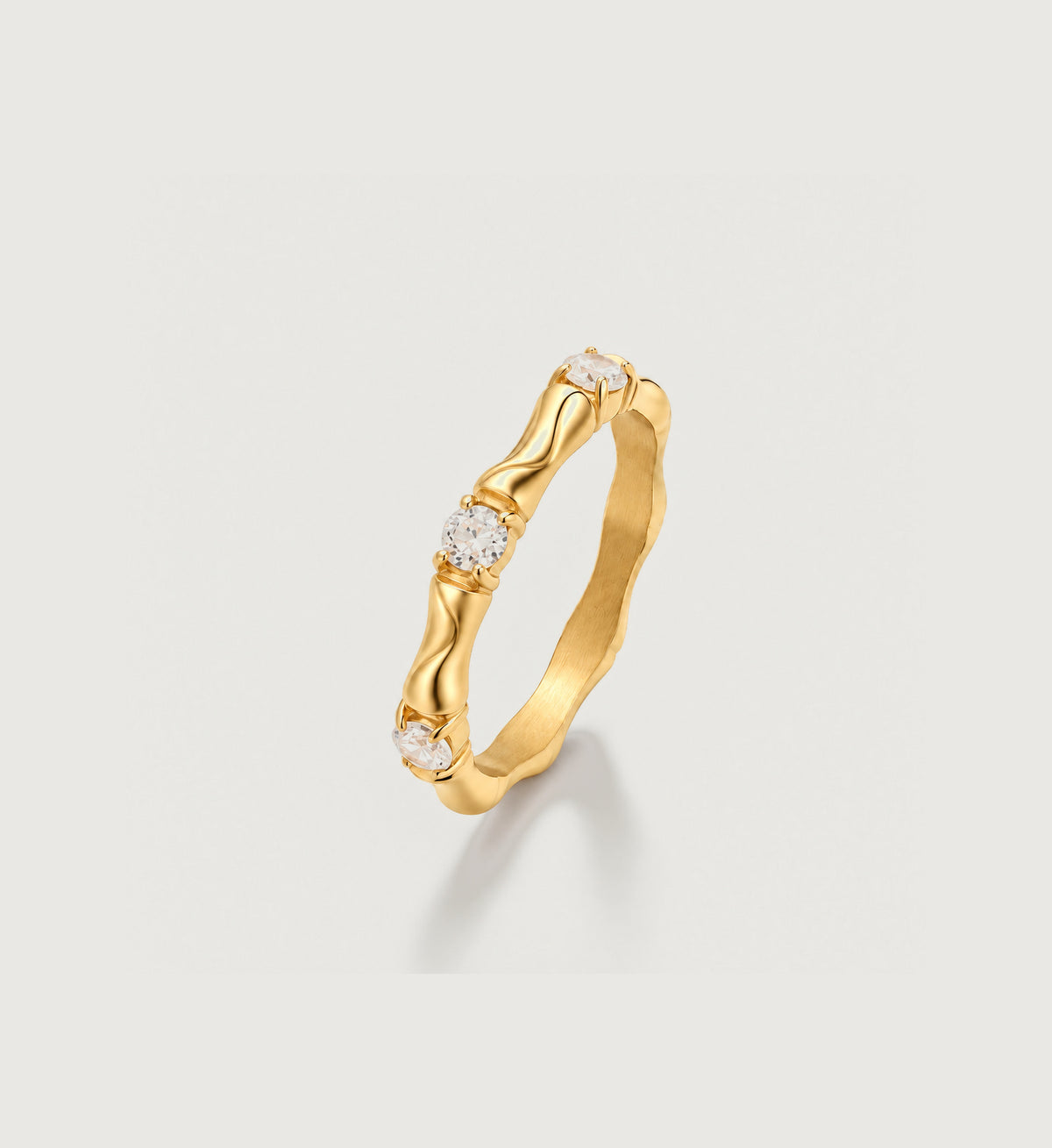 Celeste Three-Stone Wave Ring (Gold), alternate product view