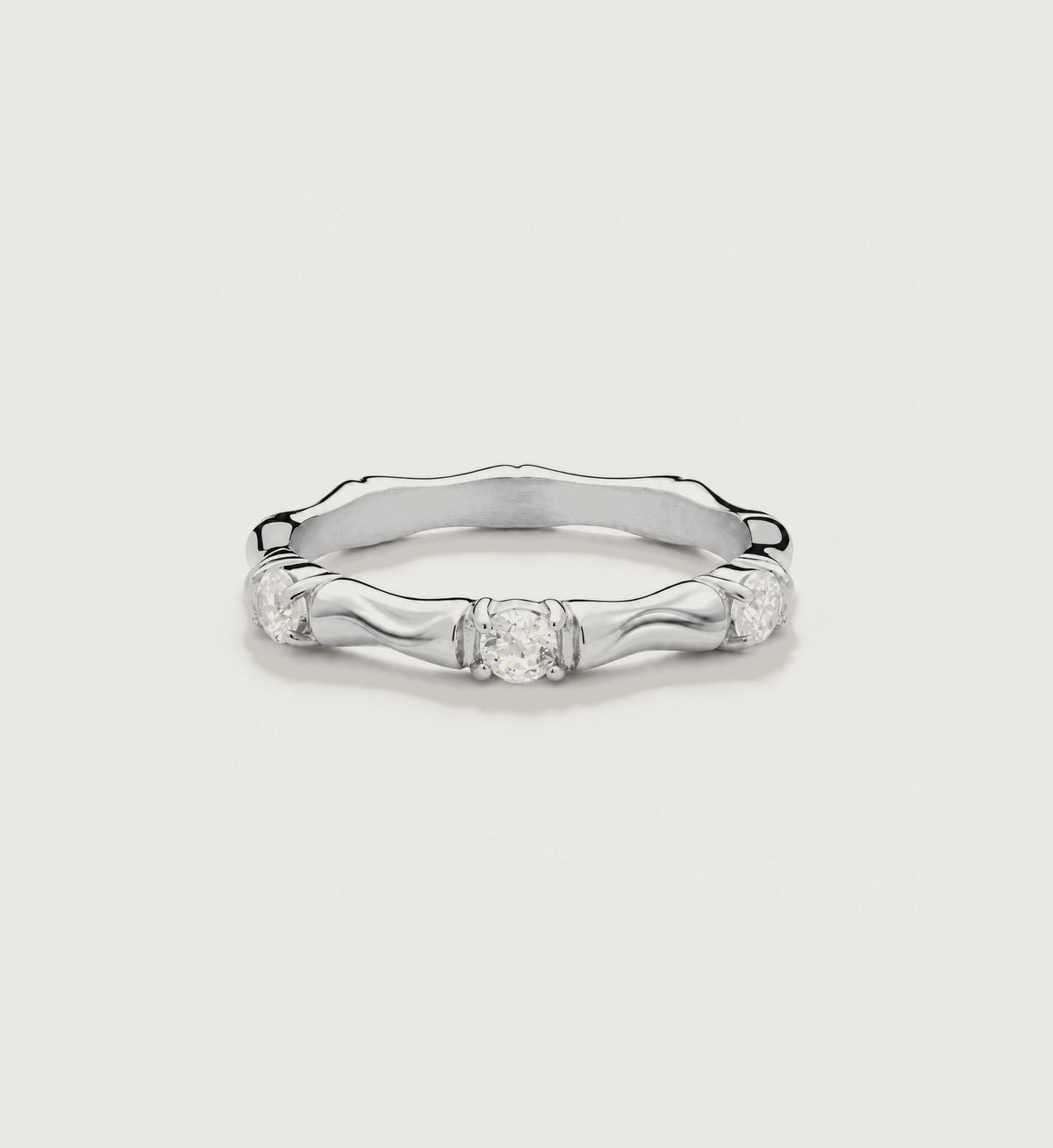 Celeste Three-Stone Wave Ring (Silver), main product view
