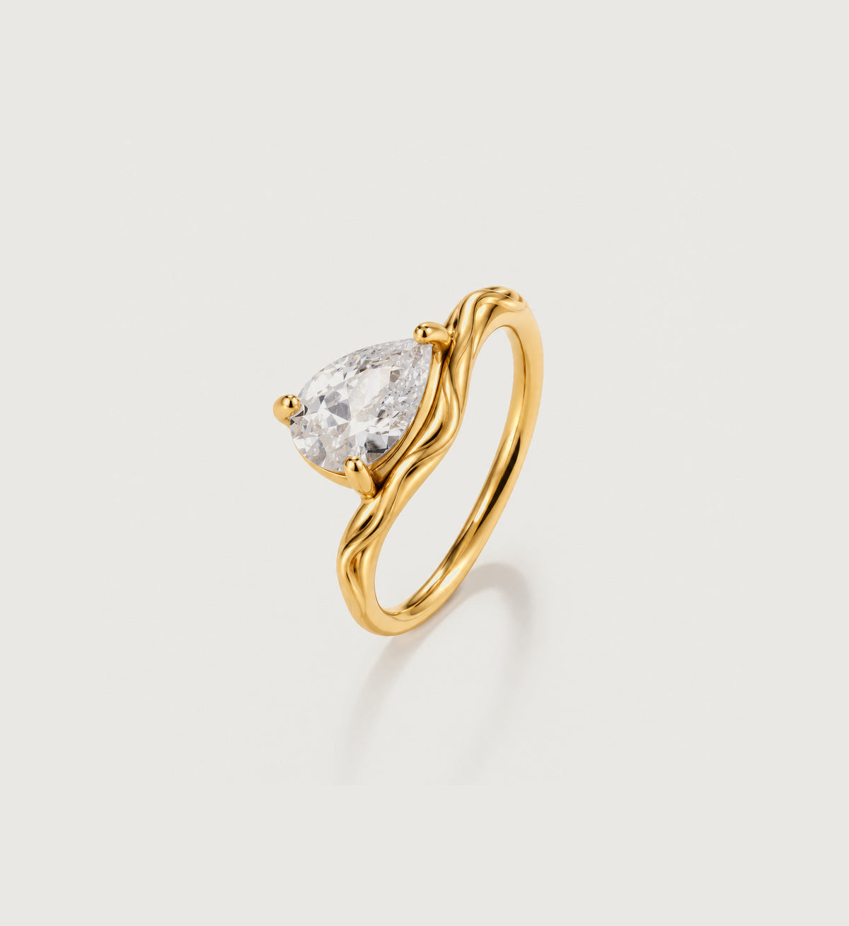 Elara Pear Solitaire Ring (Gold), alternate product view