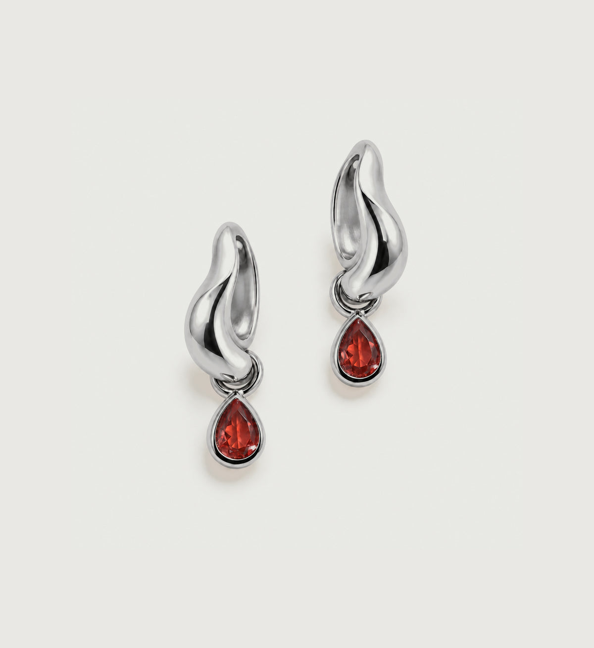 Ember Red Teardrop Earrings (Silver), main product view