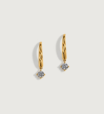 Liora Solitaire Drop Hoop Earrings (Gold), main product view