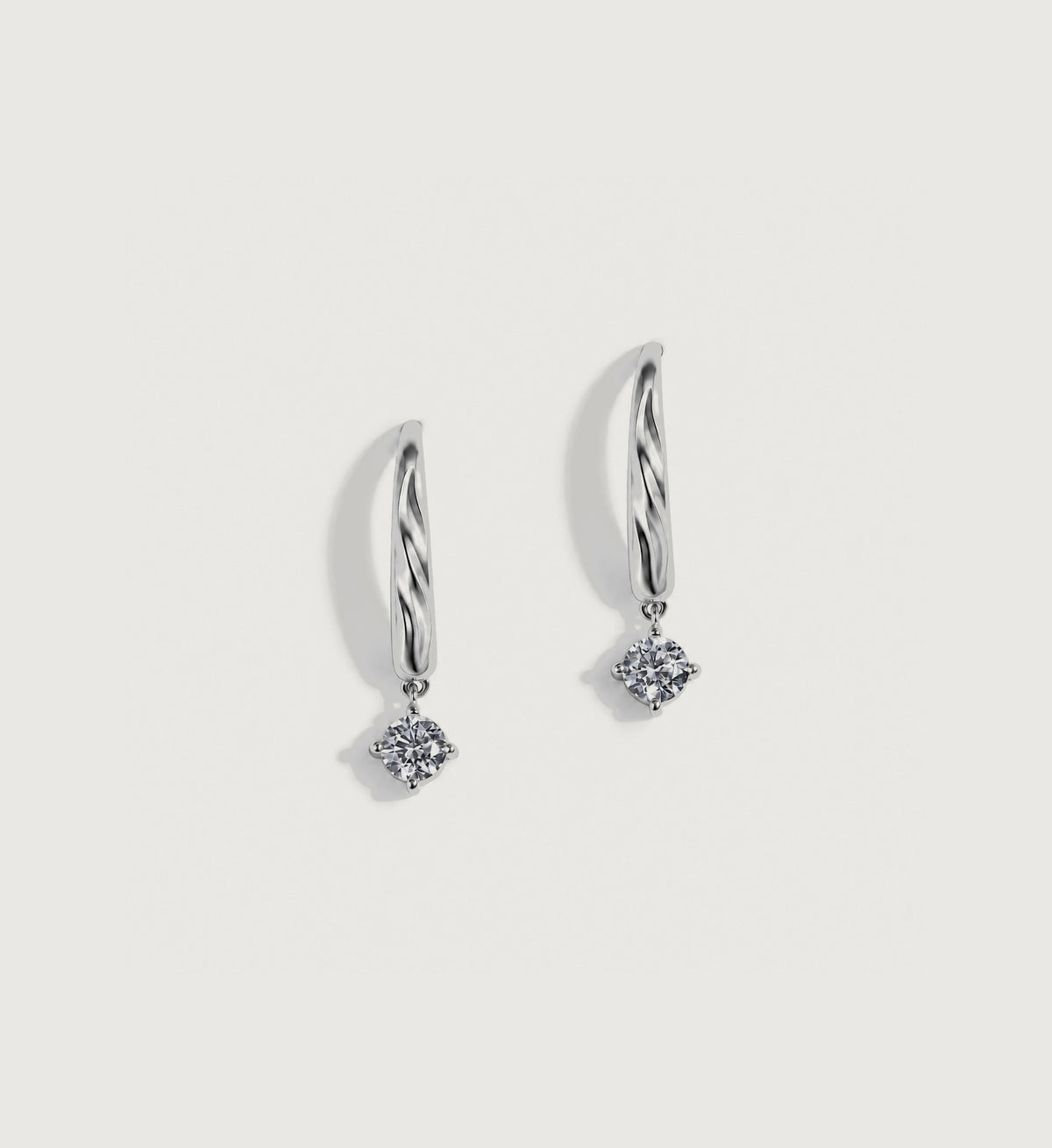Liora Solitaire Drop Hoop Earrings (Silver), main product view