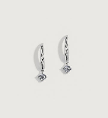 Liora Solitaire Drop Hoop Earrings (Silver), main product view