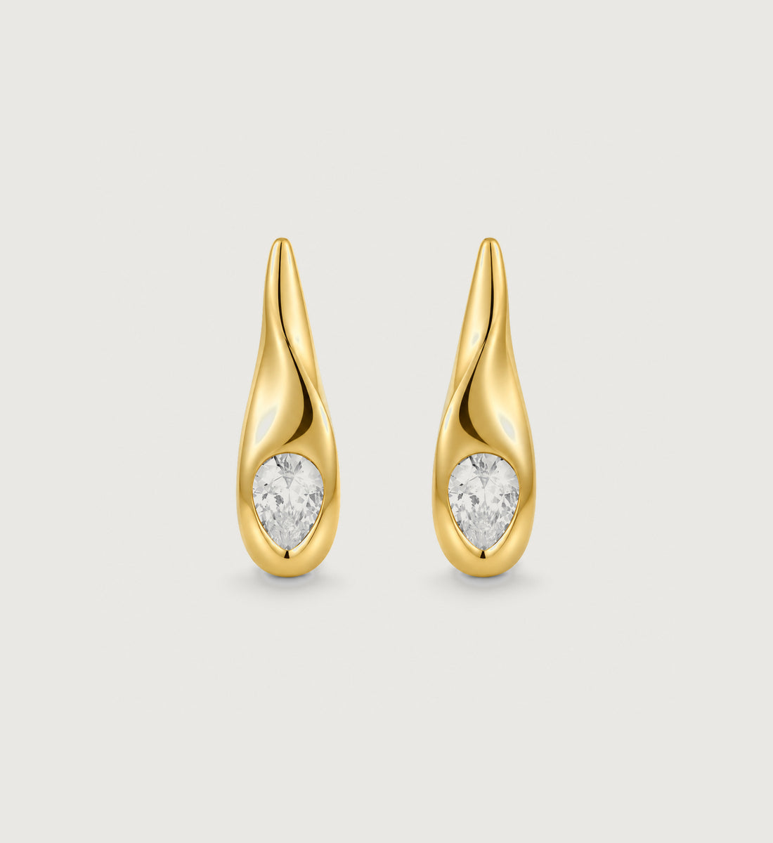 Luma Pear Accent Drop Earrings (Gold), front product view
