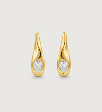 Luma Pear Accent Drop Earrings (Gold), front product view