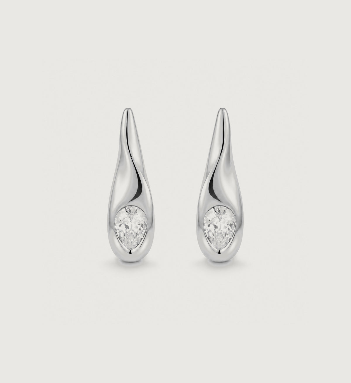 Luma Pear Accent Drop Earrings (Silver), front product view