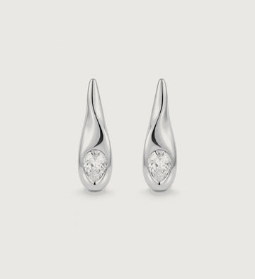 Luma Pear Accent Drop Earrings (Silver), front product view