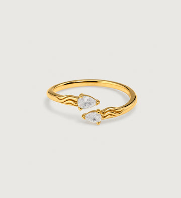 Lyra Twin Pear Open Ring (Gold), main product view
