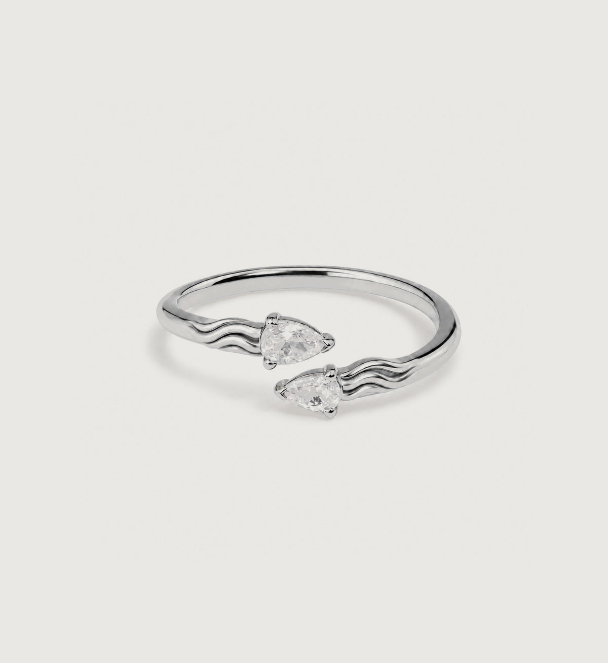 Lyra Twin Pear Open Ring (Silver), main product view