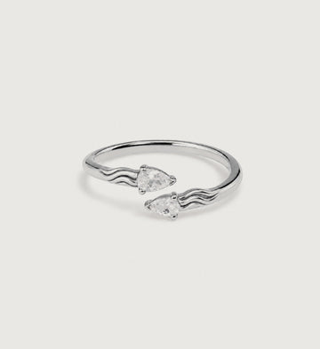 Lyra Twin Pear Open Ring (Silver), main product view