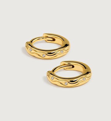 Marea Sculpted Wave Huggie Earrings (Gold), main product view