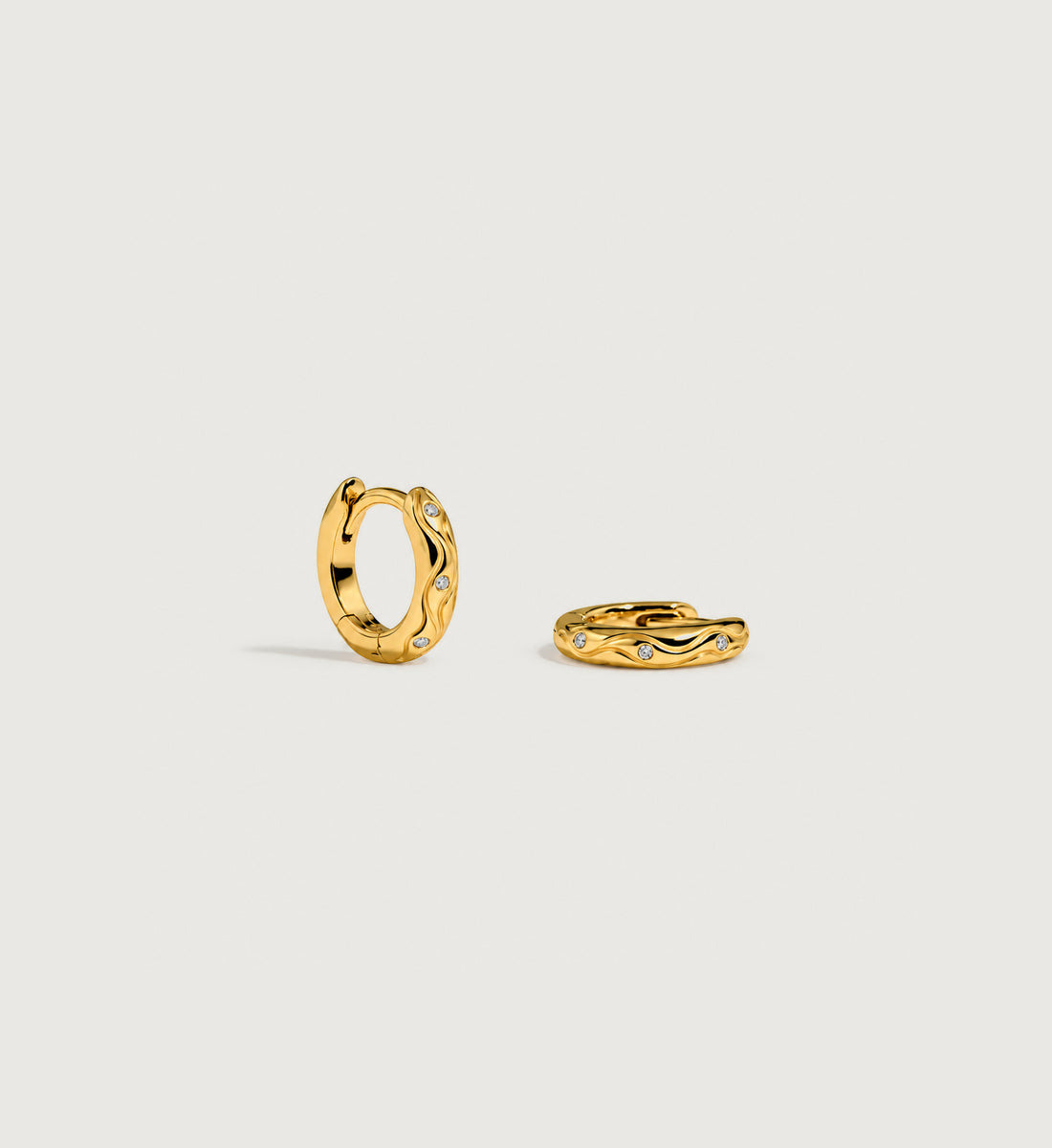 Marea Sculpted Wave Huggie Earrings (Gold), main product view