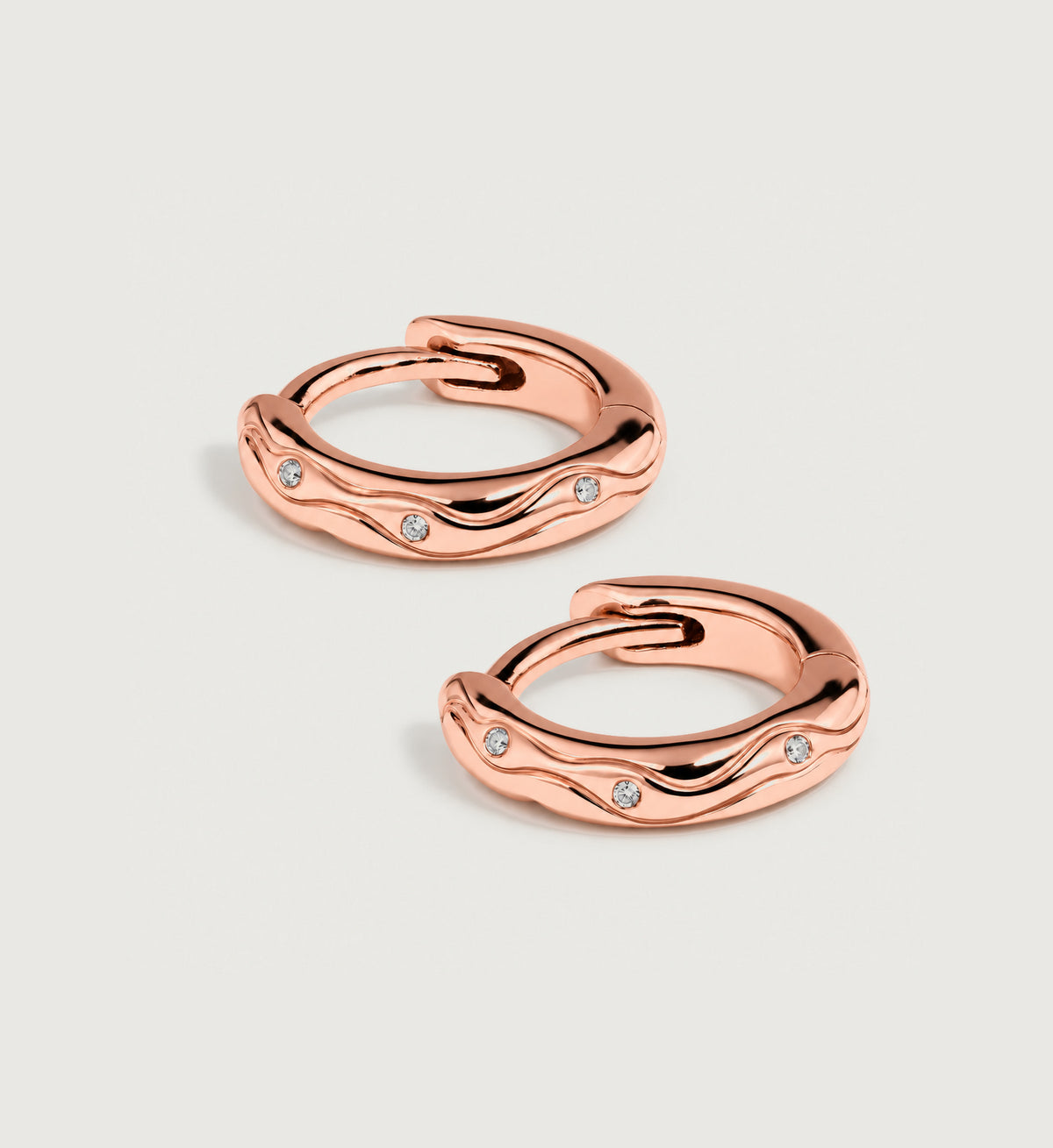 Marea Sculpted Wave Huggie Earrings (Rose Gold), main product view