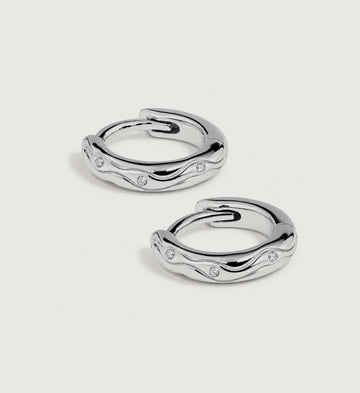 Marea Sculpted Wave Huggie Earrings (Silver), main product view