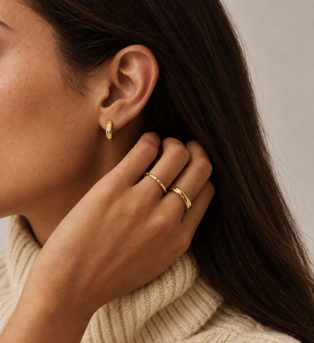 Mira Stone-Dot Band (Gold), main product view