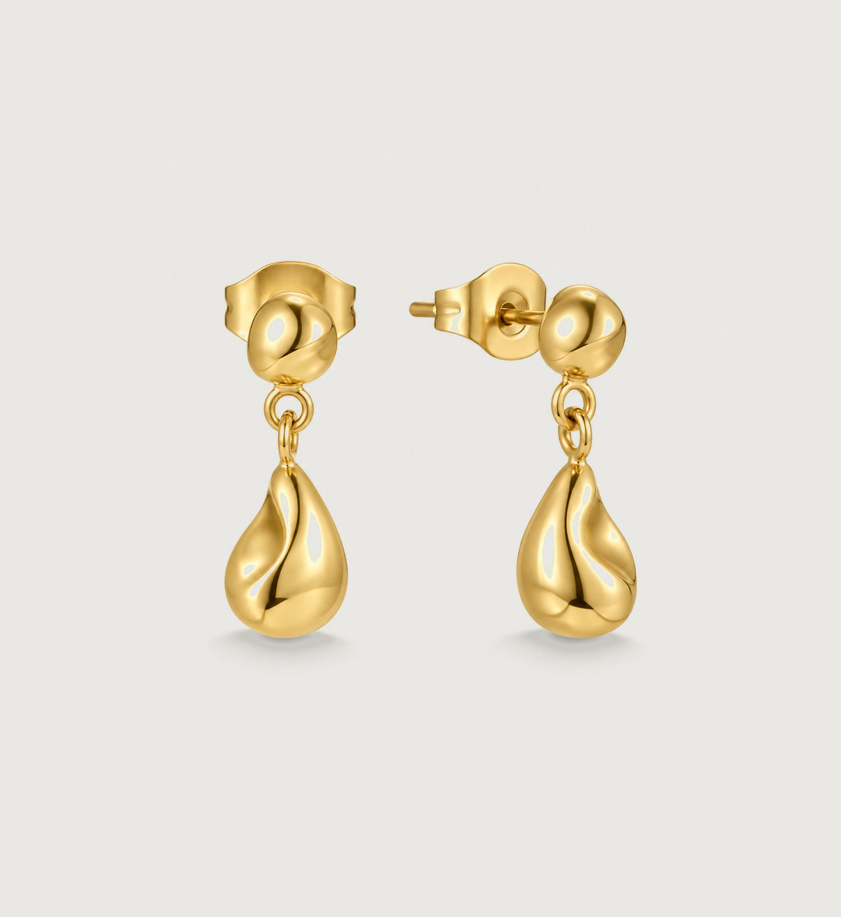 Neris Sculpted Teardrop Earrings (Gold), front product view