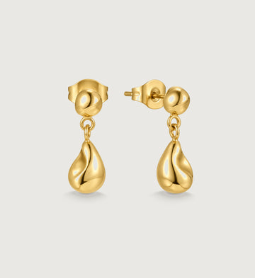 Neris Sculpted Teardrop Earrings (Gold), front product view