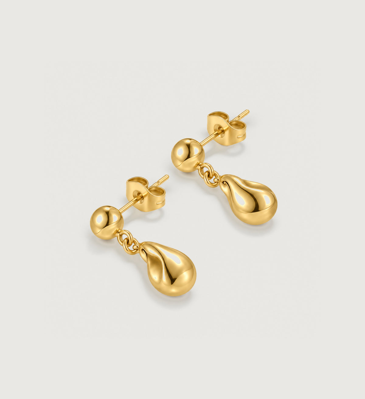 Neris Sculpted Teardrop Earrings (Gold), angled product view