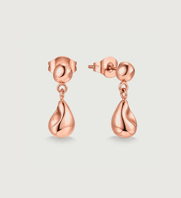 Neris Sculpted Teardrop Earrings (Rose Gold), front product view