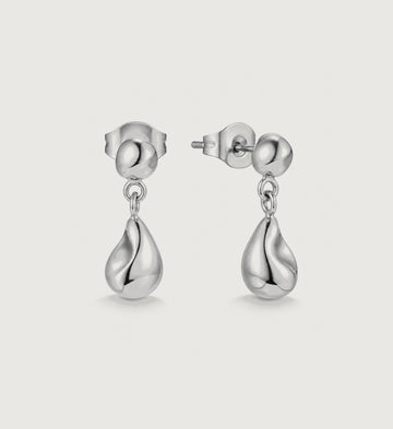 Neris Sculpted Teardrop Earrings (Silver), front product view