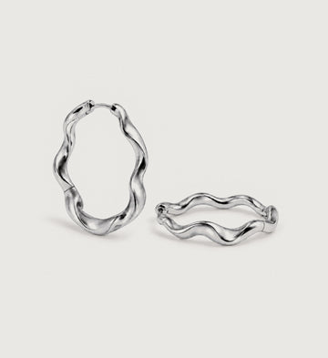 Noma Double-Wave Hoop Earrings (Silver), main product view