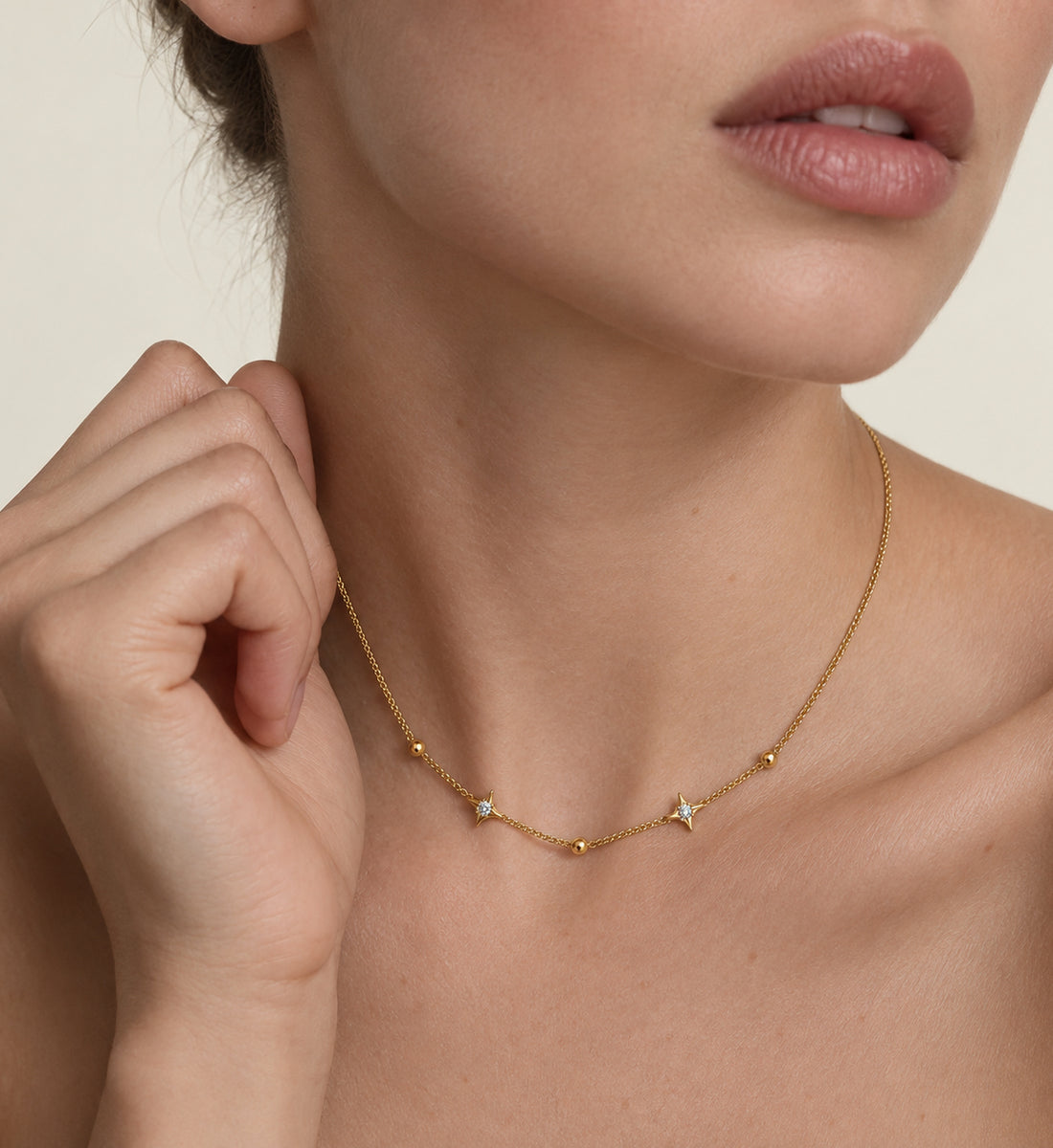 Nova Star Station Necklace (Gold), full necklace view
