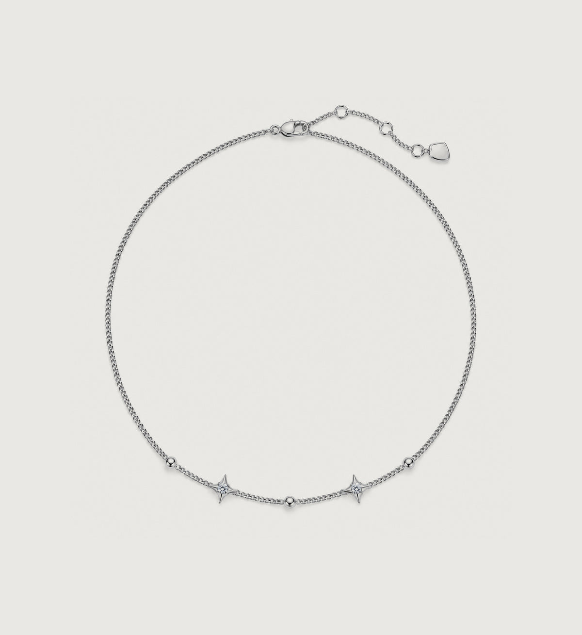 Nova Star Station Necklace (Silver), full necklace view