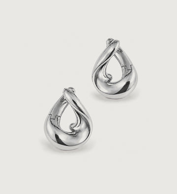 Onda Sculpted Loop Earrings (Silver), main product view