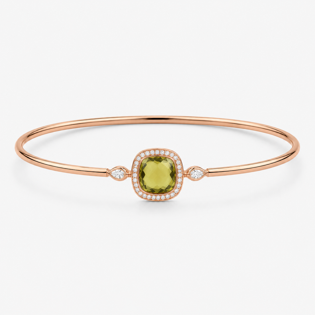 Relic Aura Bangle in olive green, angled product view